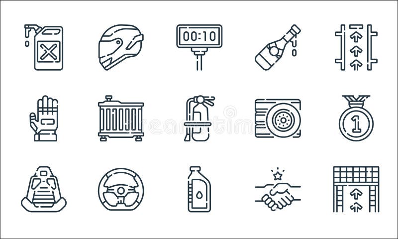 Icone della linea automobilistica. insieme lineare. serie di linee vettoriali di qualità come la linea di finitura olio per il sed illustrazione vettoriale