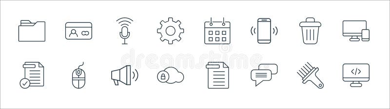 Icone della linea dell'interfaccia utente. insieme lineare. set di linee vettoriali di qualità, ad esempio l'elenco di controllo b illustrazione di stock