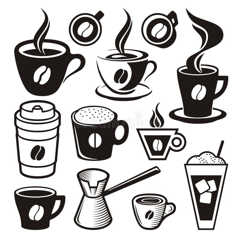 Icone della tazza di caffè illustrazione di stock Icone della tazza di caffè illustrazione di stock