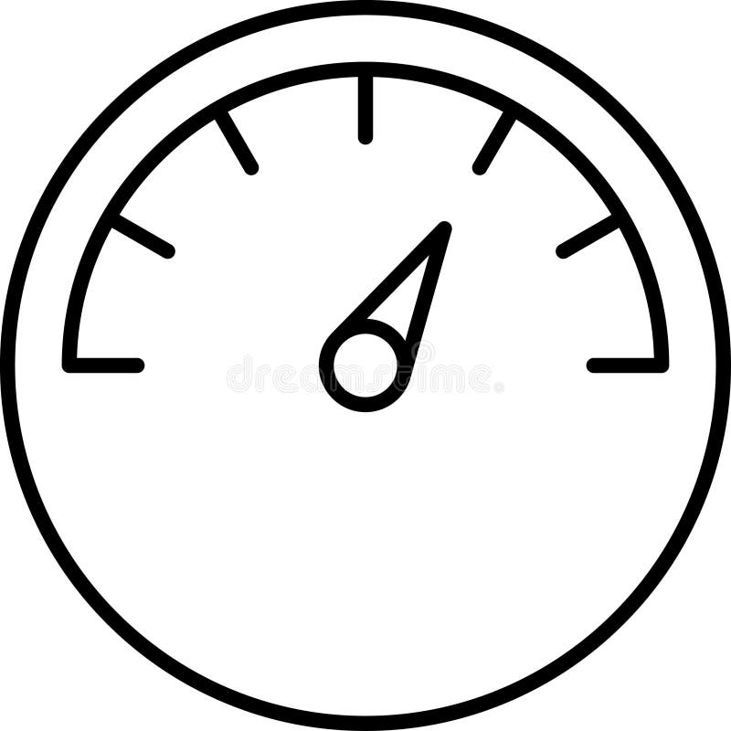 Icone delle linee sottilometriche del vettore di Speedometro. Icona isolata del tachometro della scala indicatore del quadro coman illustrazione di stock