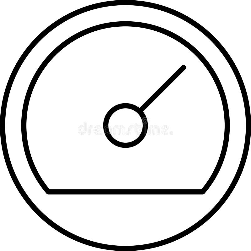 Icone delle linee sottilometriche del vettore di Speedometro. Icona isolata del tachometro della scala indicatore del quadro coman illustrazione vettoriale