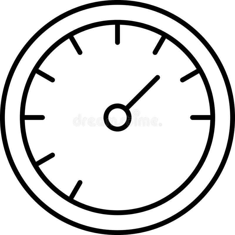 Icone delle linee sottilometriche del vettore di Speedometro. Icona isolata del tachometro della scala indicatore del quadro coman illustrazione vettoriale