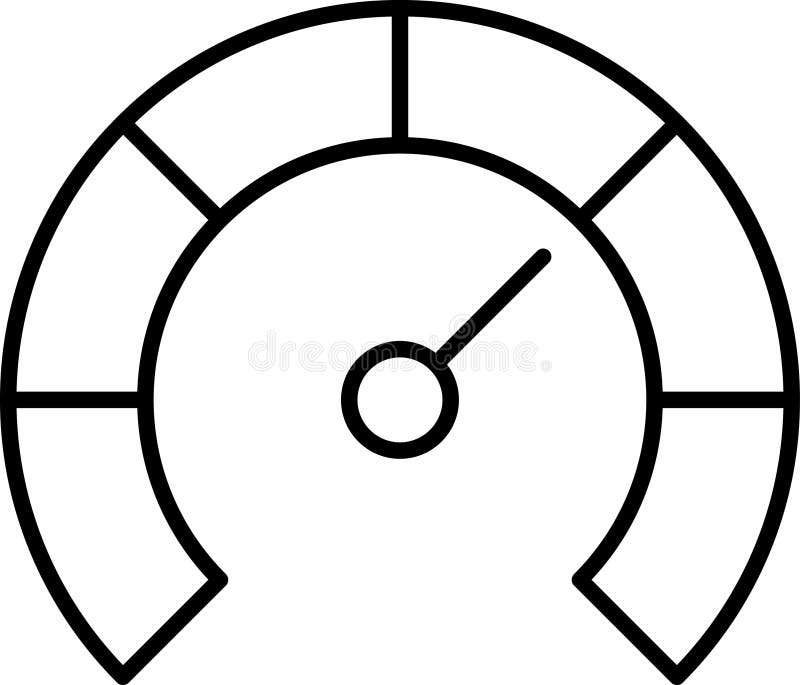 Icone delle linee sottilometriche del vettore di Speedometro. Icona isolata del tachometro della scala indicatore del quadro coman royalty illustrazione gratis