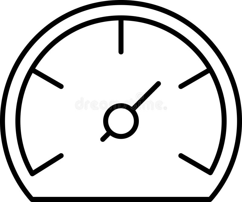 Icone delle linee sottilometriche del vettore di Speedometro. Icona isolata del tachometro della scala indicatore del quadro coman royalty illustrazione gratis