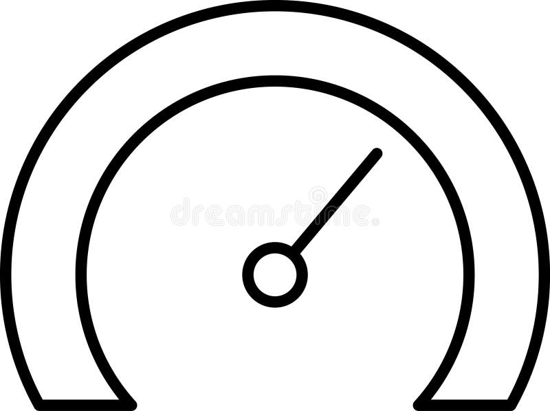 Icone delle linee sottilometriche del vettore di Speedometro. Icona isolata del tachometro della scala indicatore del quadro coman illustrazione vettoriale