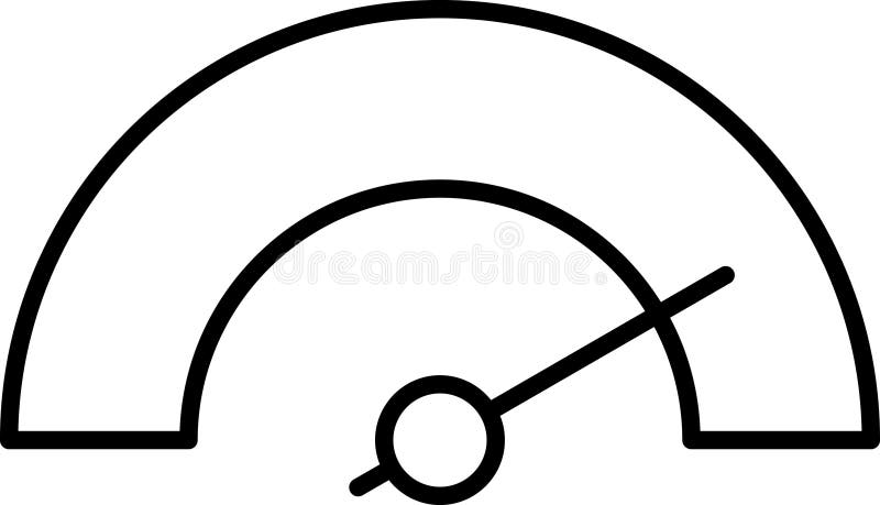 Icone delle linee sottilometriche del vettore di Speedometro. Icona isolata del tachometro della scala indicatore del quadro coman illustrazione vettoriale