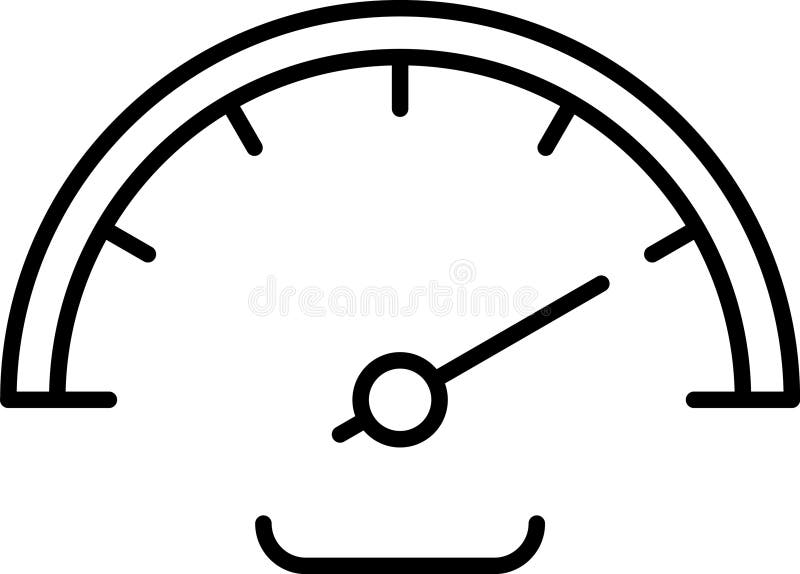 Icone delle linee sottilometriche del vettore di Speedometro. Icona isolata del tachometro della scala indicatore del quadro coman illustrazione di stock