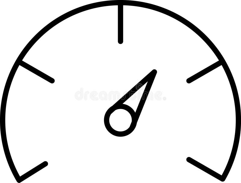 Icone delle linee sottilometriche del vettore di Speedometro. Icona isolata del tachometro della scala indicatore del quadro coman royalty illustrazione gratis