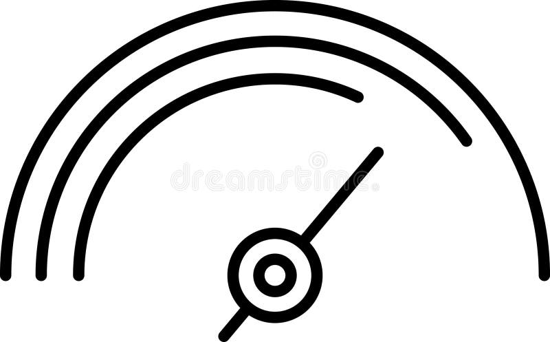 Icone delle linee sottilometriche del vettore di Speedometro. Icona isolata del tachometro della scala indicatore del quadro coman royalty illustrazione gratis