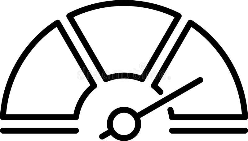 Icone delle linee sottilometriche del vettore di Speedometro. Icona isolata del tachometro della scala indicatore del quadro coman illustrazione di stock