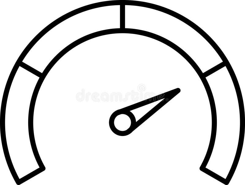 Icone delle linee sottilometriche del vettore di Speedometro. Icona isolata del tachometro della scala indicatore del quadro coman royalty illustrazione gratis