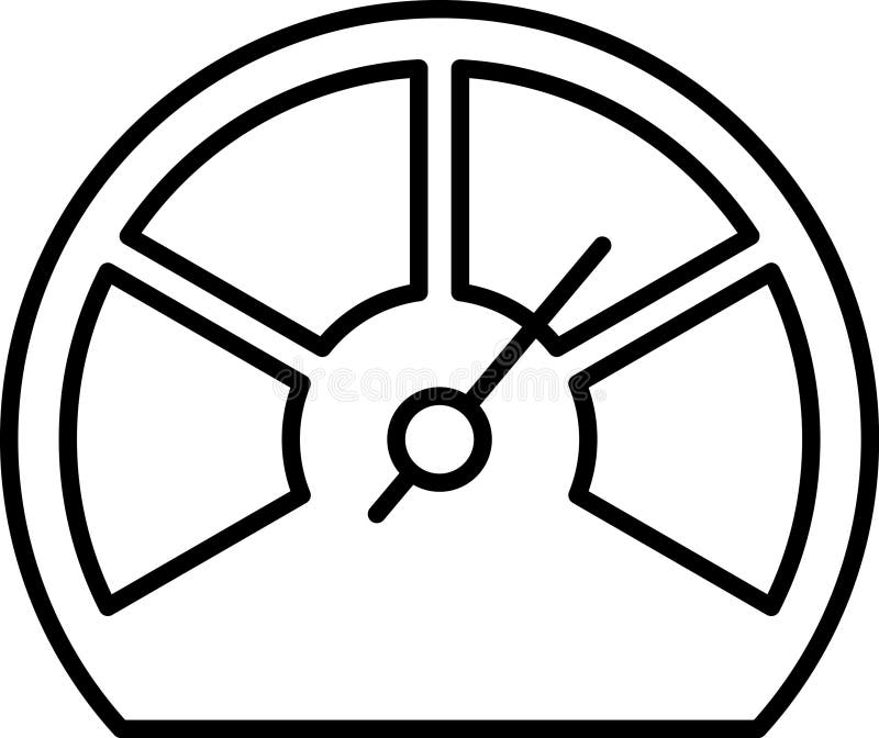 Icone delle linee sottilometriche del vettore di Speedometro. Icona isolata del tachometro della scala indicatore del quadro coman illustrazione vettoriale