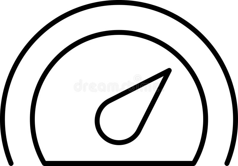 Icone delle linee sottilometriche del vettore di Speedometro. Icona isolata del tachometro della scala indicatore del quadro coman illustrazione di stock