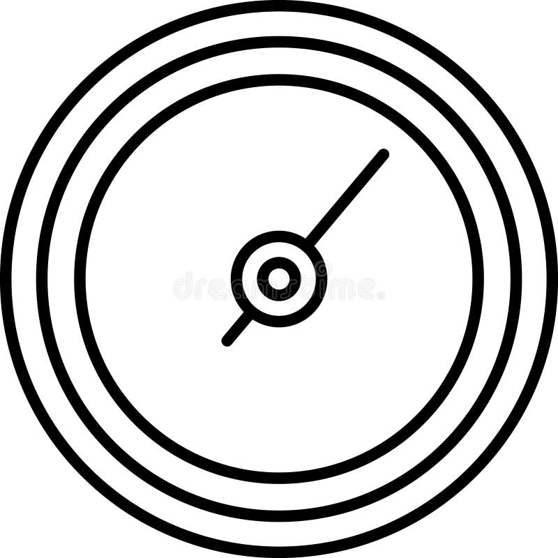 Icone delle linee sottilometriche del vettore di Speedometro. Icona isolata del tachometro della scala indicatore del quadro coman illustrazione vettoriale