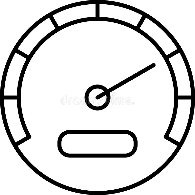 Icone delle linee sottilometriche del vettore di Speedometro. Icona isolata del tachometro della scala indicatore del quadro coman royalty illustrazione gratis