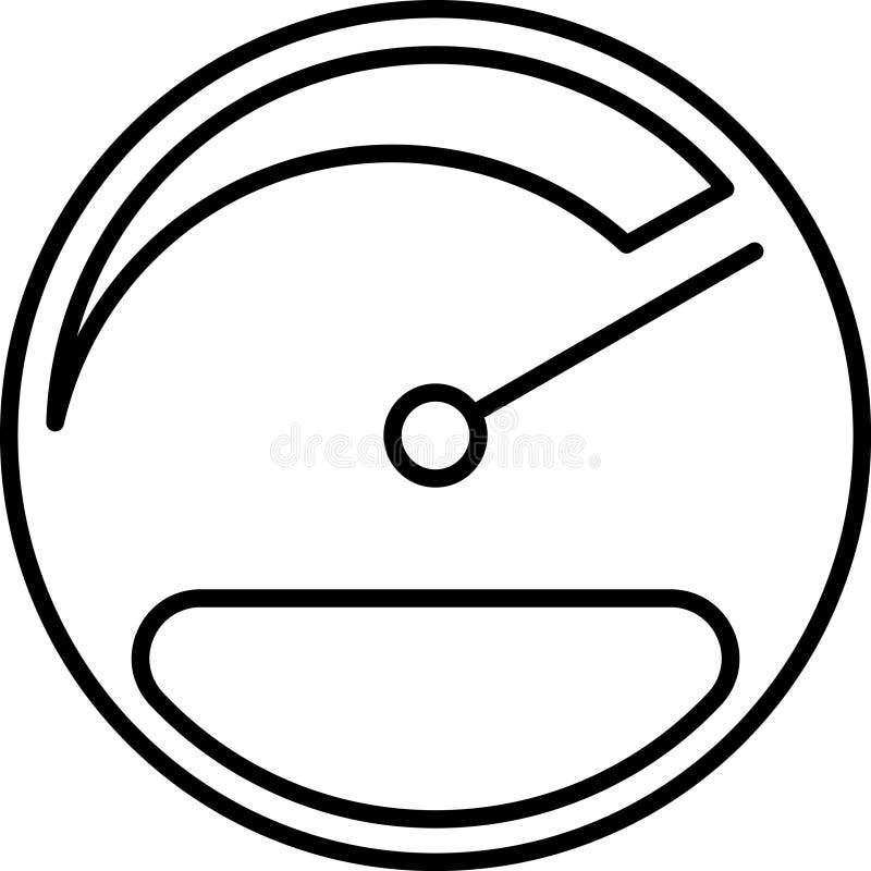 Icone delle linee sottilometriche del vettore di Speedometro. Icona isolata del tachometro della scala indicatore del quadro coman illustrazione di stock