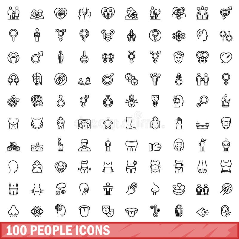 100 people icons set. Outline illustration of 100 people icons vector set isolated on white background. 100 people icons set. Outline illustration of 100 people icons vector set isolated on white background