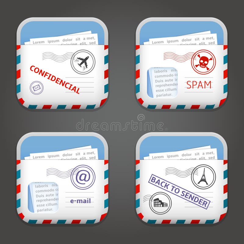 Icone di Apps del email illustrazione di stock Icone di Apps del email illustrazione di stock