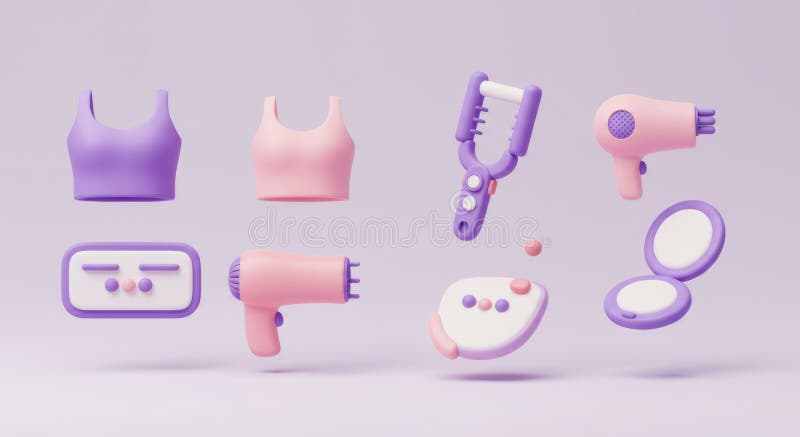Icone di bellezza 3D create AIGenerate illustrazione di stock
