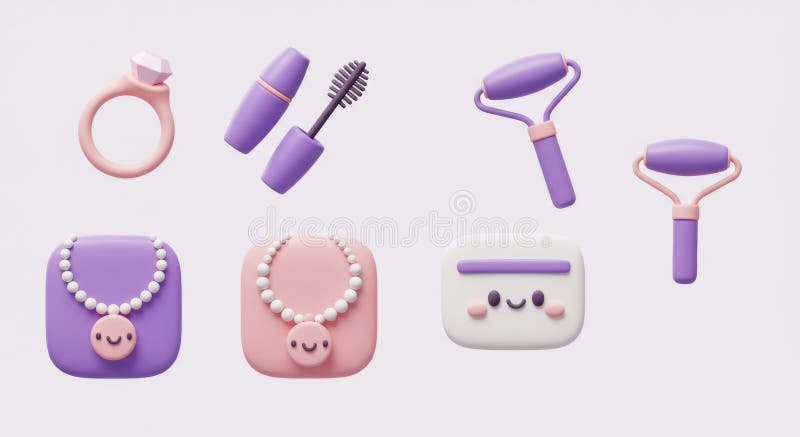 Icone di bellezza 3D create da AIG illustrazione di stock
