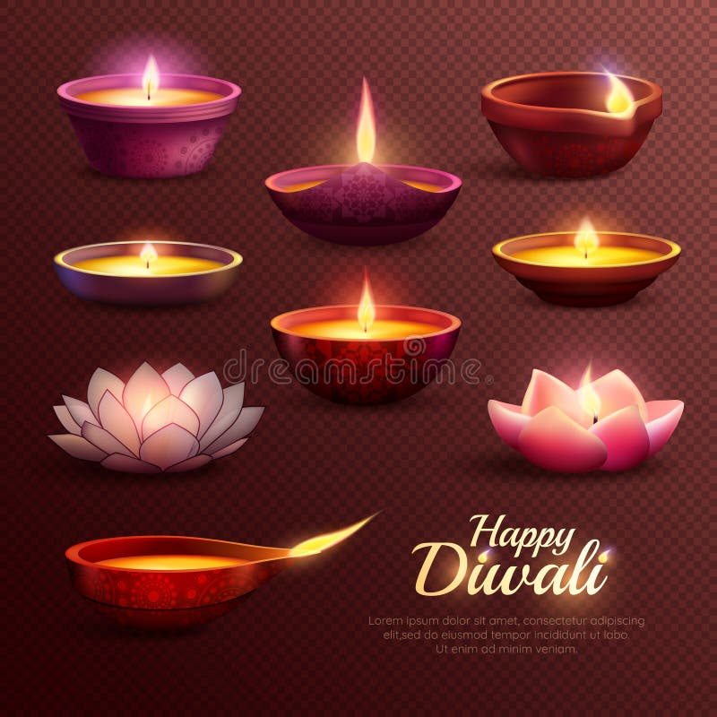 Icone di celebrazione di Diwali messe illustrazione di stock Icone di celebrazione di Diwali messe illustrazione di stock