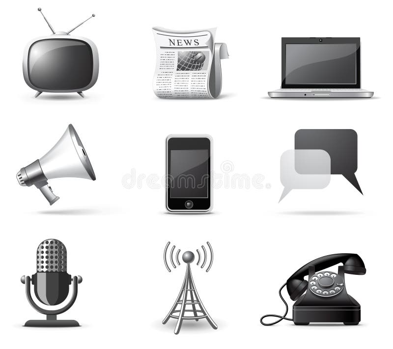 Icone di Communcication | Serie di B&W illustrazione di stock