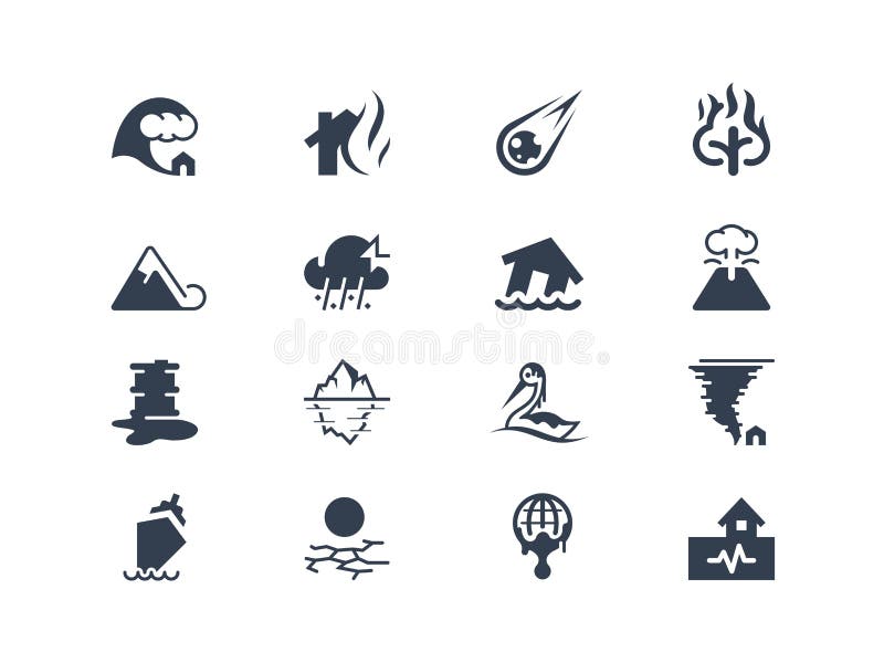 Natural disaster icons, isolated on white. Natural disaster icons, isolated on white