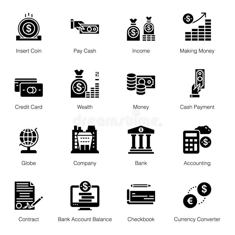 Icone di glifo di attivit? bancarie royalty illustrazione gratis Icone di glifo di attivit? bancarie royalty illustrazione gratis