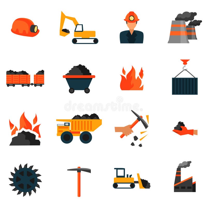 Icone di industria carboniera illustrazione di stock