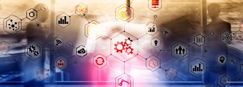 Icone di ingranaggio ingegneria automazione di fabbricazione struttura di innovazione struttura astratta illustrazione vettoriale
