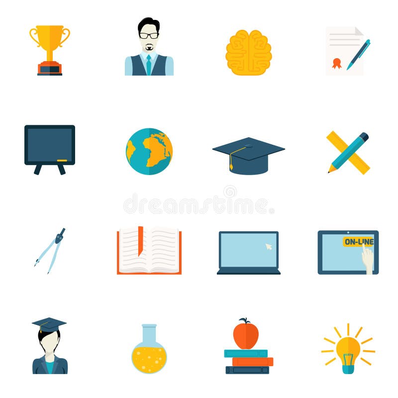 Icone di istruzione piane royalty illustrazione gratis