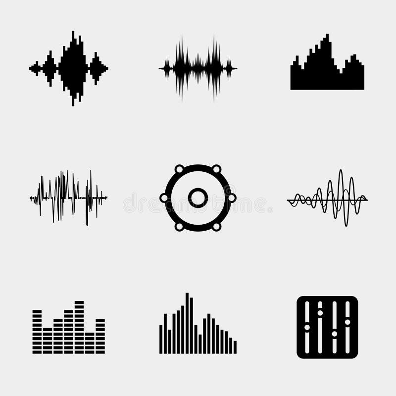 Icone di musica di Soundwave illustrazione di stock Icone di musica di Soundwave illustrazione di stock