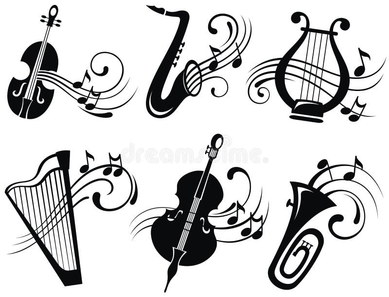 Icone Rotonde Degli Strumenti Musicali Vettore Illustrazione Vettoriale