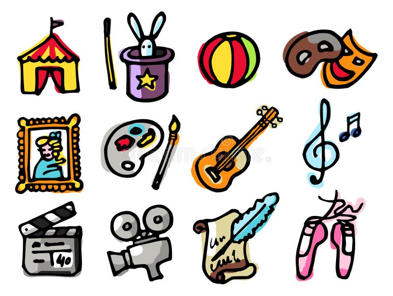 Vector hand-drawn color icons. Vector hand-drawn color icons