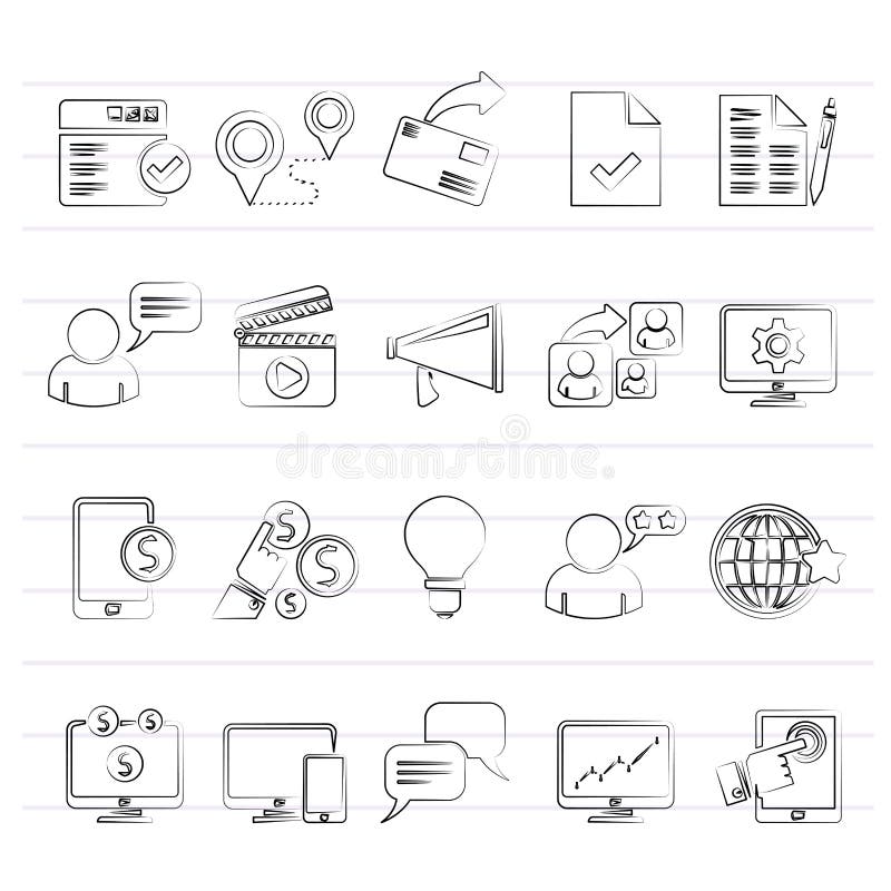 Icone di vendita e di commercio di Internet royalty illustrazione gratis Icone di vendita e di commercio di Internet royalty illustrazione gratis