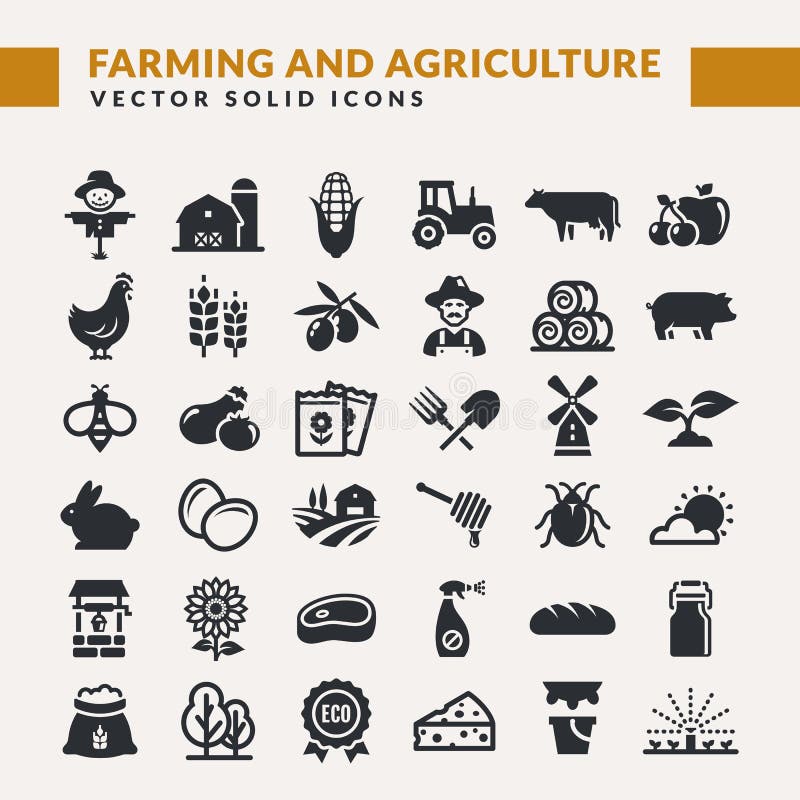 Icone di vettore di agricoltura e di azienda agricola