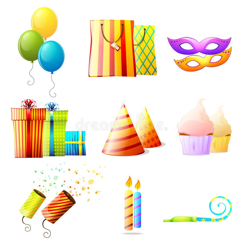 Icone di vettore di compleanno impostate illustrazione vettoriale