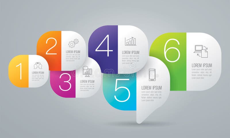 Icone di vettore e di affari di progettazione di Infographics con 6 opzioni illustrazione di stock