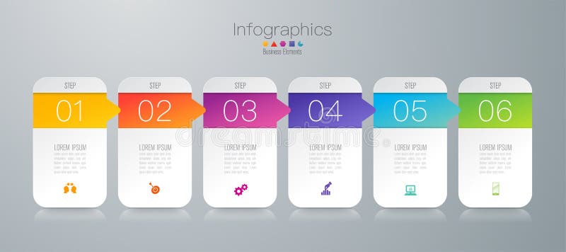 Icone di vettore e di affari di progettazione di Infographics con 6 opzioni royalty illustrazione gratis