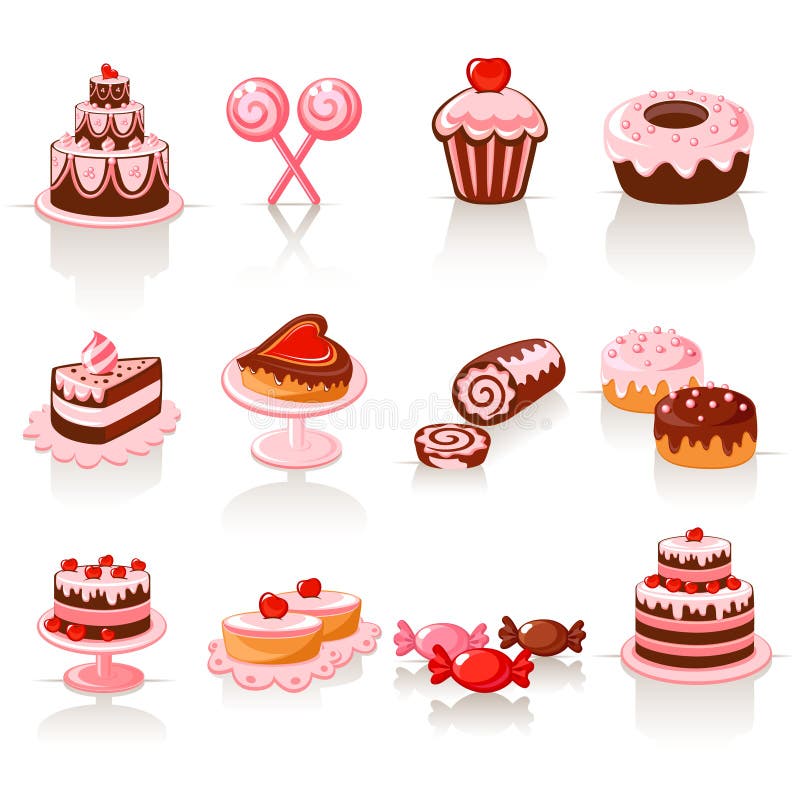 Icone dolci della pasticceria illustrazione vettoriale Icone dolci della pasticceria illustrazione vettoriale