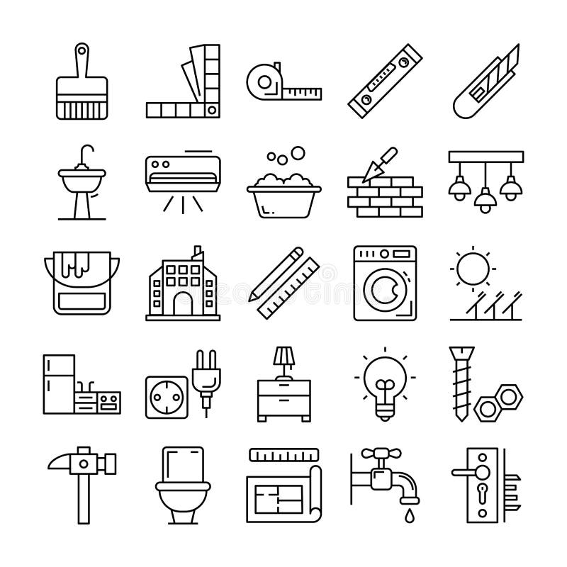 Icone domestiche di rinnovamento royalty illustrazione gratis Icone domestiche di rinnovamento royalty illustrazione gratis