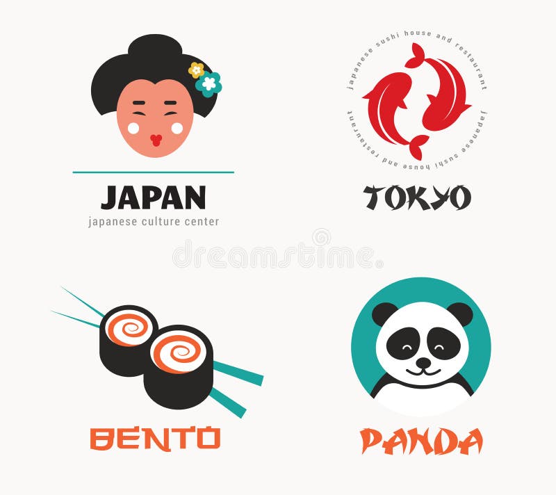 Icone giapponesi dei sushi e dell'alimento, progettazione del menu illustrazione di stock