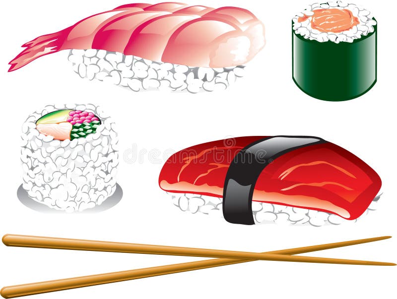Icone giapponesi dell'alimento illustrazione di stock