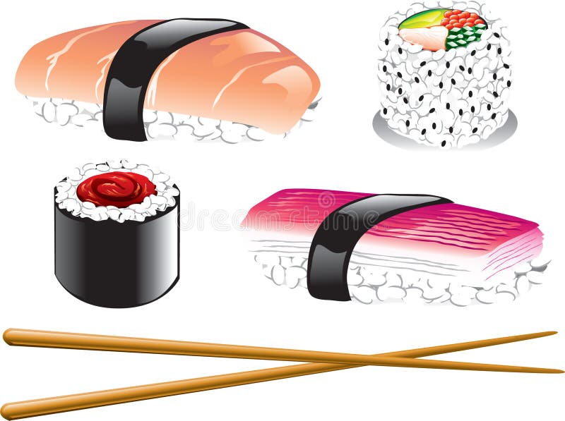 Icone giapponesi dell'alimento illustrazione di stock