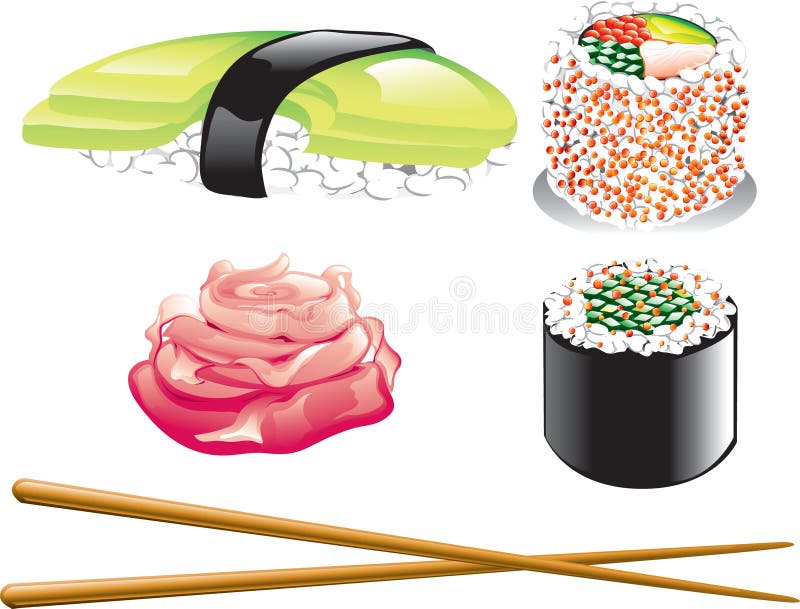Icone giapponesi dell'alimento royalty illustrazione gratis