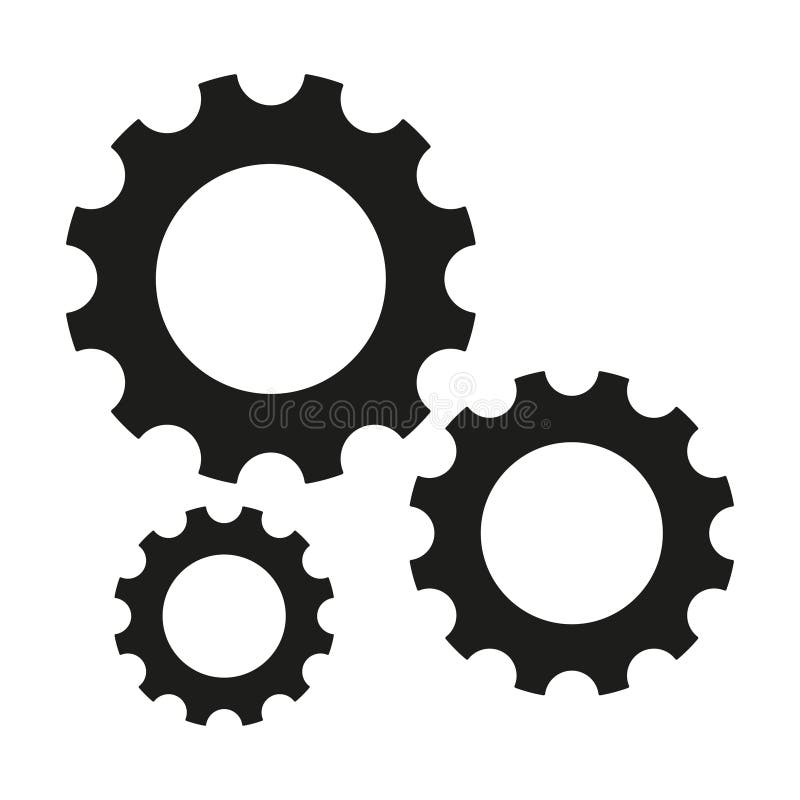 Icone ingranaggi neri. Forme meccaniche industriali. Progettazione di ruote di ingegneria. Elementi vettoriali. royalty illustrazione gratis