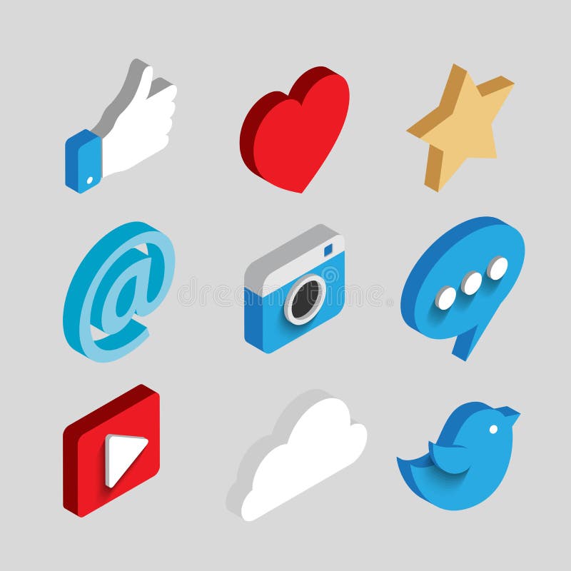 Social media flat 3d isometric concept vector icons. Desktop, chat, video, camera, phone, tablet. Flat web illustration infographics collection. Social media flat 3d isometric concept vector icons. Desktop, chat, video, camera, phone, tablet. Flat web illustration infographics collection.