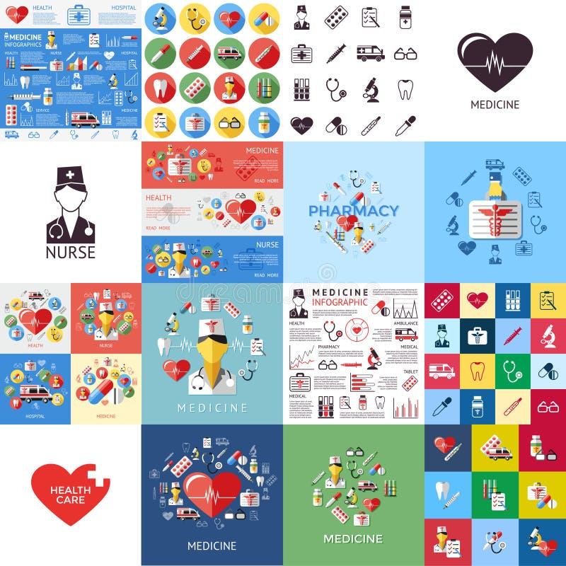 Icone mediche blu gialle rosse di Digital royalty illustrazione gratis Icone mediche blu gialle rosse di Digital royalty illustrazione gratis