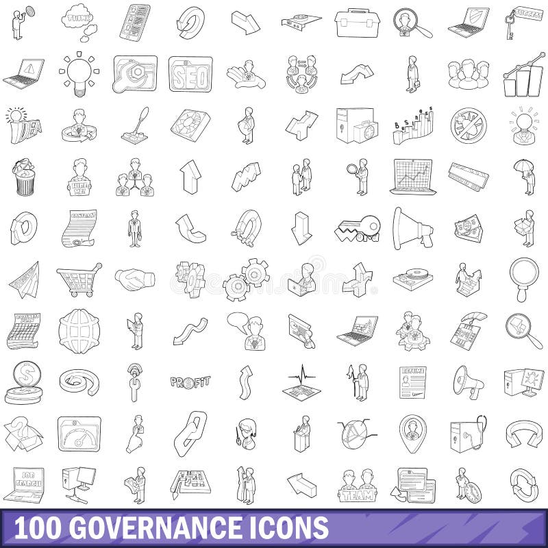 100 governance icons set in outline style for any design vector illustration. 100 governance icons set in outline style for any design vector illustration