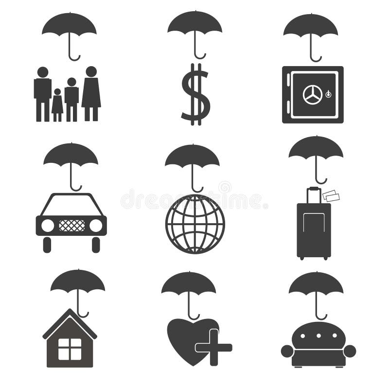Icone per la società di assicurazioni illustrazione vettoriale Icone per la società di assicurazioni illustrazione vettoriale